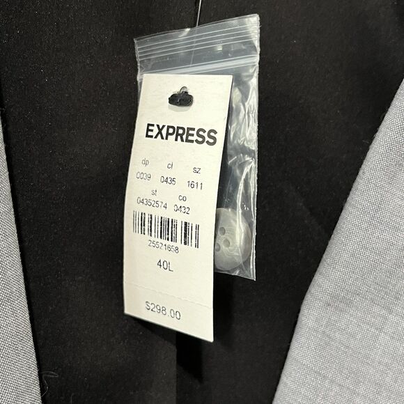EXPRESS Blazer Men’s 40L Extra Slim Gray Two Button Sport Coat Career  Preppy - Picture 4 of 10